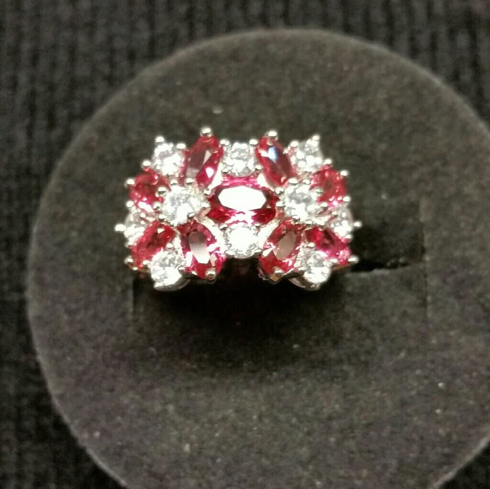 Ruby And Cubic Silver Ring - image 3